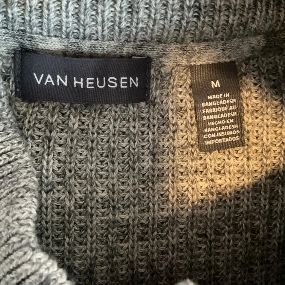 Van Heusen Mens Gray Cotton Blend Ribbed Knit Button Front Cardigan‎ Sweater